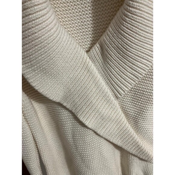 Talbots Womens Sweater Faux Wrap Shawl Collar Chunky Knit Pullover  Ivory Size M - Picture 2 of 11